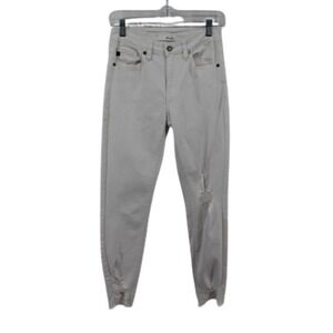 KanCan White Distressed Skinny Jeans Womens 5 26 Raw Hem‎ Stretch High Rise